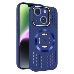 For iPhone 14 Lens Holder MagSafe Cooling Phone Case(Royal Blue)