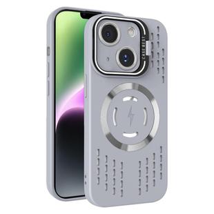 For iPhone 14 Lens Holder MagSafe Cooling Phone Case(Grey)