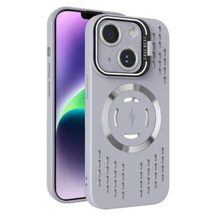 For iPhone 14 Plus Lens Holder MagSafe Cooling Phone Case(Grey)