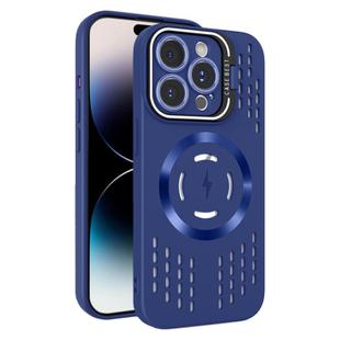 For iPhone 14 Pro Lens Holder MagSafe Cooling Phone Case(Royal Blue)