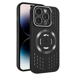 For iPhone 14 Pro Lens Holder MagSafe Cooling Phone Case(Black)