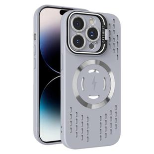 For iPhone 14 Pro Lens Holder MagSafe Cooling Phone Case(Grey)