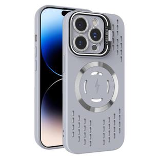 For iPhone 14 Pro Max Lens Holder MagSafe Cooling Phone Case(Grey)
