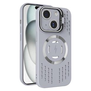For iPhone 15 Plus Lens Holder MagSafe Cooling Phone Case(Grey)