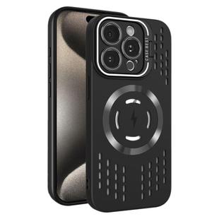 For iPhone 15 Pro Lens Holder MagSafe Cooling Phone Case(Black)