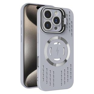 For iPhone 15 Pro Lens Holder MagSafe Cooling Phone Case(Grey)