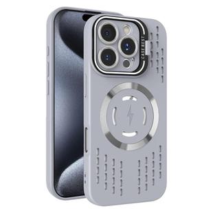 For iPhone 15 Pro Max Lens Holder MagSafe Cooling Phone Case(Grey)