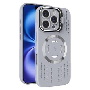 For iPhone 16 Lens Holder MagSafe Cooling Phone Case(Grey)