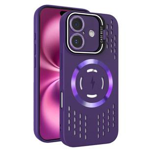 For iPhone 16 Plus Lens Holder MagSafe Cooling Phone Case(Dark Purple)