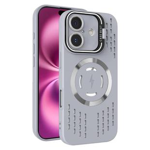 For iPhone 16 Plus Lens Holder MagSafe Cooling Phone Case(Grey)