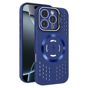 For iPhone 16 Pro Lens Holder MagSafe Cooling Phone Case(Royal Blue)