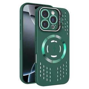 For iPhone 16 Pro Lens Holder MagSafe Cooling Phone Case(Dark Green)