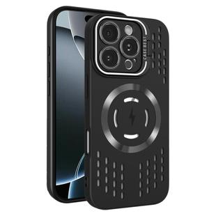 For iPhone 16 Pro Lens Holder MagSafe Cooling Phone Case(Black)