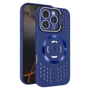 For iPhone 16 Pro Max Lens Holder MagSafe Cooling Phone Case(Royal Blue)