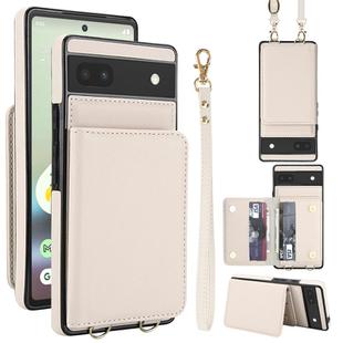 For Google Pixel 6a Crossbody Dual-buckle Wallet RFID Back Leather Phone Case(White)