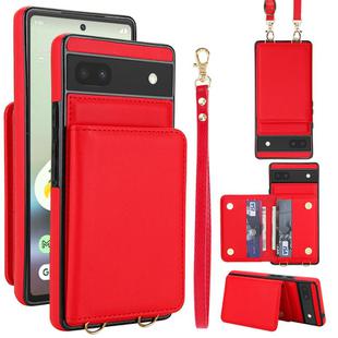 For Google Pixel 6a Crossbody Dual-buckle Wallet RFID Back Leather Phone Case(Red)