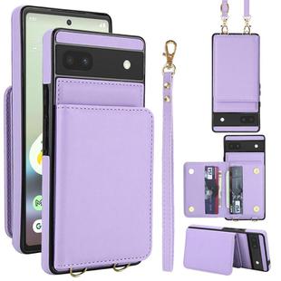 For Google Pixel 6a Crossbody Dual-buckle Wallet RFID Back Leather Phone Case(Light Purple)