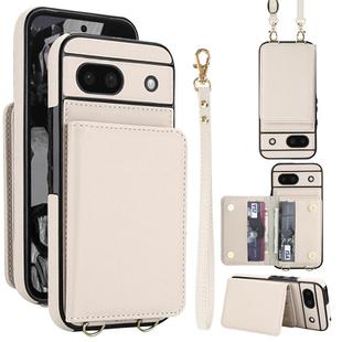 For Google Pixel 8a Crossbody Dual-buckle Wallet RFID Back Leather Phone Case(White)