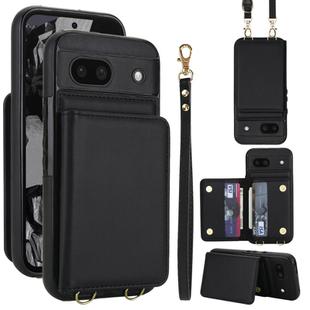 For Google Pixel 8a Crossbody Dual-buckle Wallet RFID Back Leather Phone Case(Black)