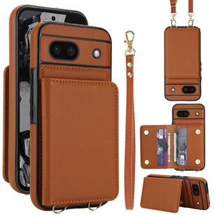 For Google Pixel 8a Crossbody Dual-buckle Wallet RFID Back Leather Phone Case(Brown)