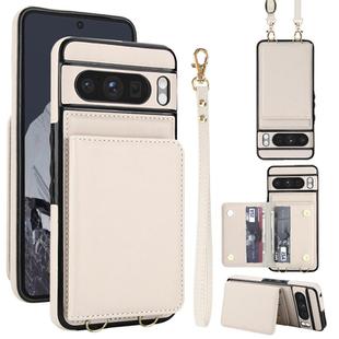 For Google Pixel 8 Pro Crossbody Dual-buckle Wallet RFID Back Leather Phone Case(White)