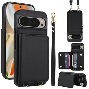 For Google Pixel 9 Crossbody Dual-buckle Wallet RFID Back Leather Phone Case(Black)
