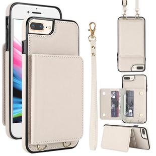 For iPhone SE 2022 / SE 2020 / 8 / 7 Crossbody Dual-buckle Wallet RFID Back Leather Phone Case(White)