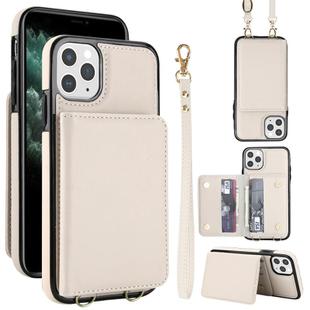 For iPhone 11 Pro Max Crossbody Dual-buckle Wallet RFID Back Leather Phone Case(White)