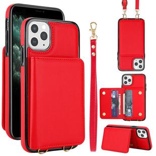 For iPhone 11 Pro Max Crossbody Dual-buckle Wallet RFID Back Leather Phone Case(Red)