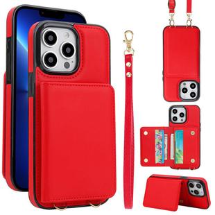 For iPhone 12 Pro Max Crossbody Dual-buckle Wallet RFID Back Leather Phone Case(Red)