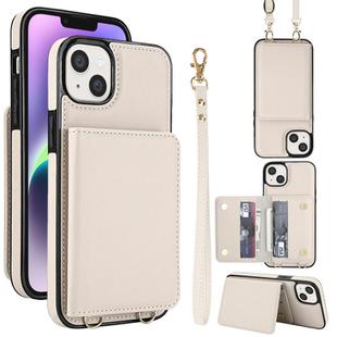 For iPhone 13 mini Crossbody Dual-buckle Wallet RFID Back Leather Phone Case(White)