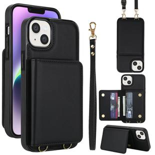For iPhone 13 mini Crossbody Dual-buckle Wallet RFID Back Leather Phone Case(Black)