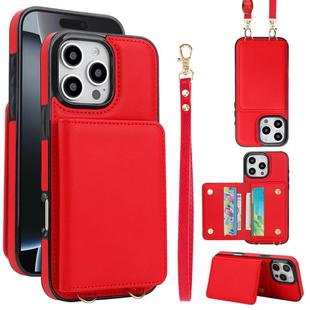 For iPhone 16 Pro Max Crossbody Dual-buckle Wallet RFID Back Leather Phone Case(Red)