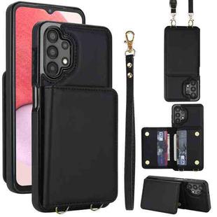 For Samsung Galaxy A13 5G / 4G Crossbody Dual-buckle Wallet RFID Back Leather Phone Case(Black)