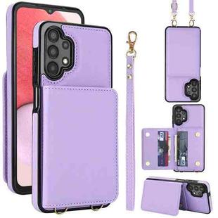 For Samsung Galaxy A13 5G / 4G Crossbody Dual-buckle Wallet RFID Back Leather Phone Case(Light Purple)