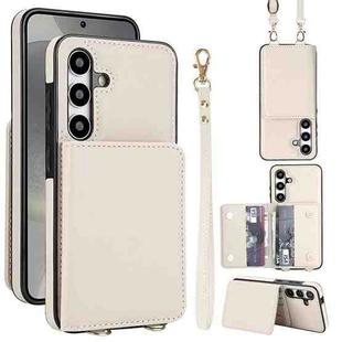 For Samsung Galaxy A35 5G Crossbody Dual-buckle Wallet RFID Back Leather Phone Case(White)