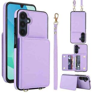 For Samsung Galaxy A16 5G Crossbody Dual-buckle Wallet RFID Back Leather Phone Case(Light Purple)