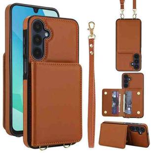 For Samsung Galaxy A16 5G Crossbody Dual-buckle Wallet RFID Back Leather Phone Case(Brown)