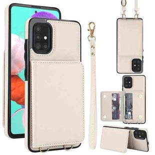 For Samsung Galaxy A71 4G Crossbody Dual-buckle Wallet RFID Back Leather Phone Case(White)