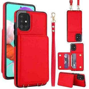 For Samsung Galaxy A71 4G Crossbody Dual-buckle Wallet RFID Back Leather Phone Case(Red)