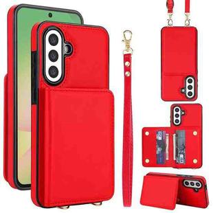 For Samsung Galaxy A56 5G Crossbody Dual-buckle Wallet RFID Back Leather Phone Case(Red)
