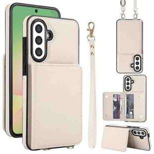 For Samsung Galaxy A36 5G Crossbody Dual-buckle Wallet RFID Back Leather Phone Case(White)