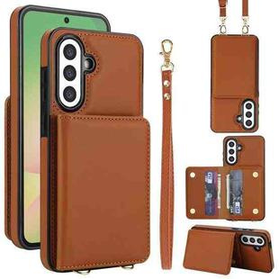 For Samsung Galaxy A36 5G Crossbody Dual-buckle Wallet RFID Back Leather Phone Case(Brown)