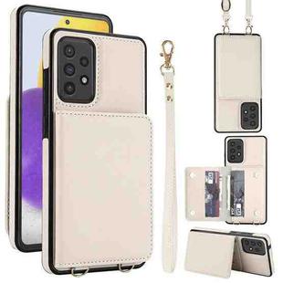For Samsung Galaxy A73 Crossbody Dual-buckle Wallet RFID Back Leather Phone Case(White)