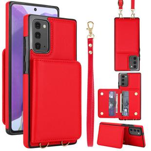 For Samsung Galaxy Note20 Crossbody Dual-buckle Wallet RFID Back Leather Phone Case(Red)