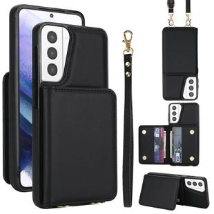 For Samsung Galaxy S21+ 5G Crossbody Dual-buckle Wallet RFID Back Leather Phone Case(Black)