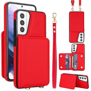 For Samsung Galaxy S21+ 5G Crossbody Dual-buckle Wallet RFID Back Leather Phone Case(Red)