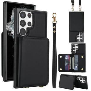For Samsung Galaxy S23 Ultra 5G Crossbody Dual-buckle Wallet RFID Back Leather Phone Case(Black)