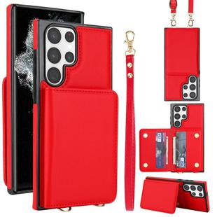For Samsung Galaxy S23 Ultra 5G Crossbody Dual-buckle Wallet RFID Back Leather Phone Case(Red)