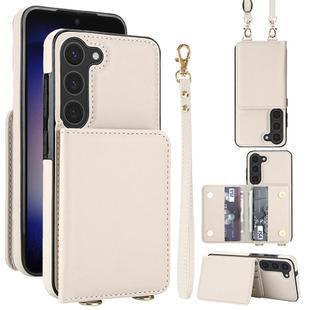 For Samsung Galaxy S23+ 5G Crossbody Dual-buckle Wallet RFID Back Leather Phone Case(White)